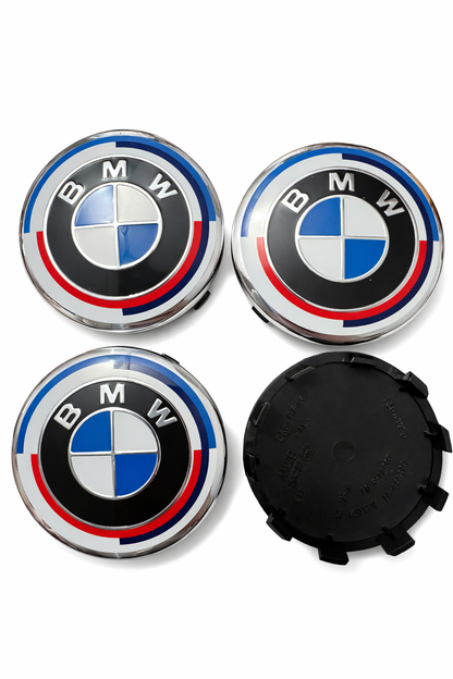 4 caches moyeux bmw 50ème anniverssaire 68mm 60mm 56mm MPARTS AUTO