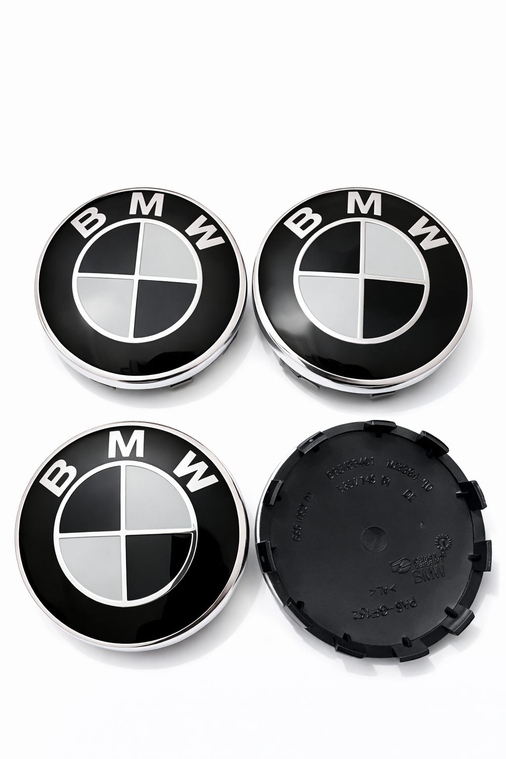 4 caches moyeux noir et blanc bmw 68mm 60mm 56mm MPARTS AUTO