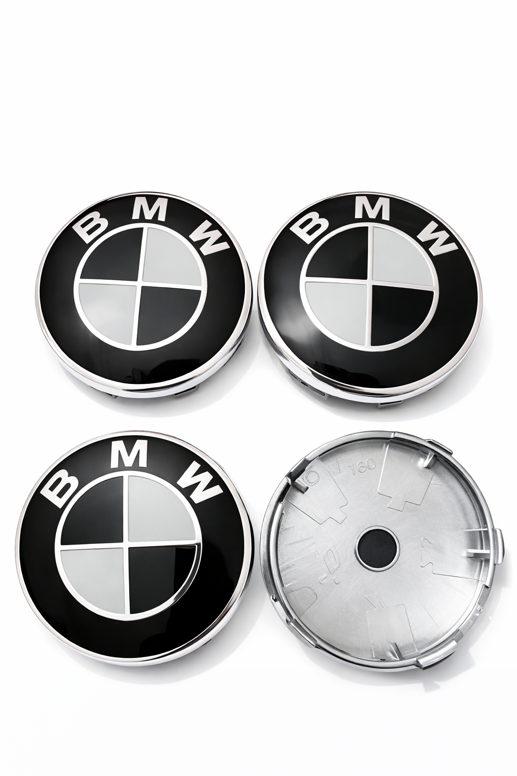 4 caches moyeux noir et blanc bmw 68mm 60mm 56mm MPARTS AUTO
