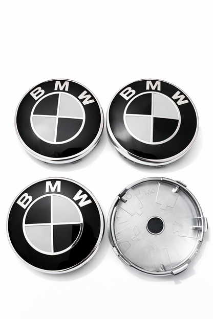 4 caches moyeux noir et blanc bmw 68mm 60mm 56mm MPARTS AUTO