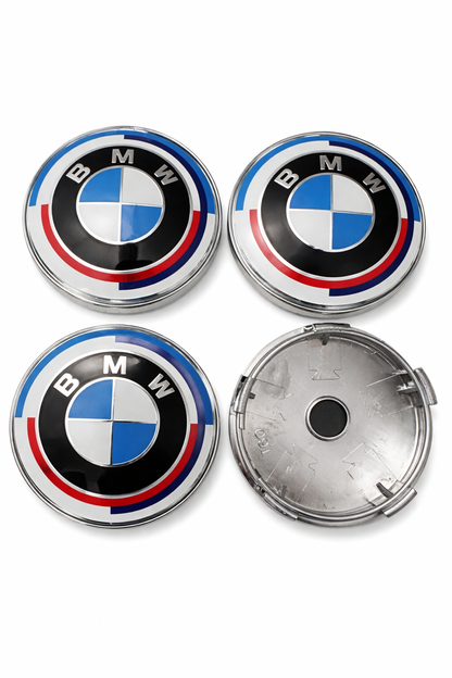 4 caches moyeux bmw 50ème anniverssaire 68mm 60mm 56mm MPARTS AUTO