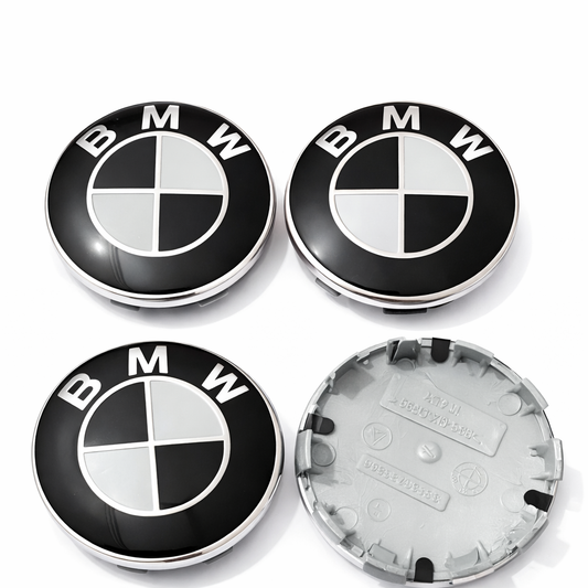 4 caches moyeux noir et blanc bmw 68mm 60mm 56mm MPARTS AUTO