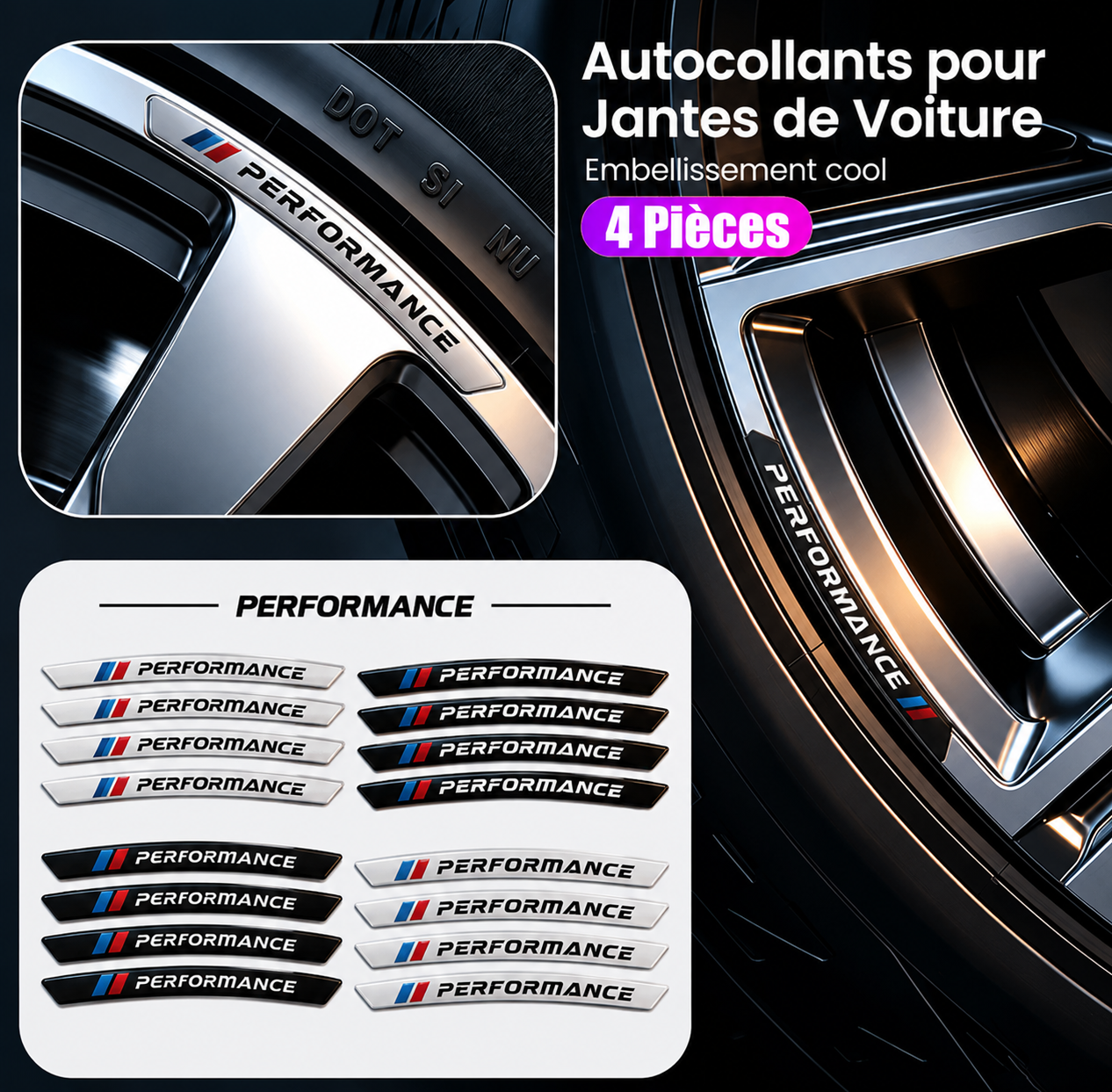 Autocollants décoratifs pour jantes MPARTS AUTO