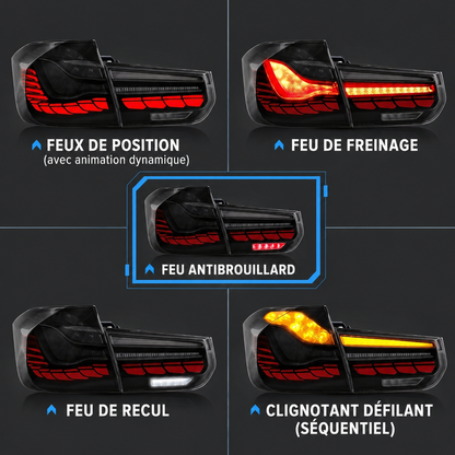 Feux arrières fumé pour Série 3 F30 F35 F80 Berline 2012-2018 (OLED Fumé) MPARTS AUTO