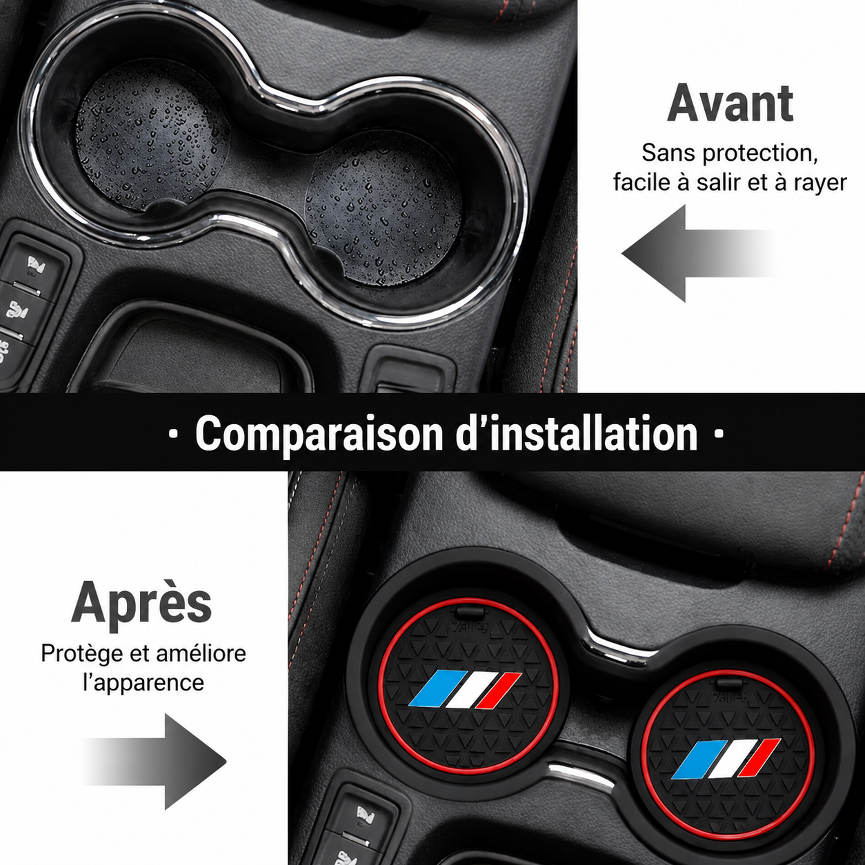 Lot de 2 inserts pour porte-gobelets en cuir MPARTS AUTO