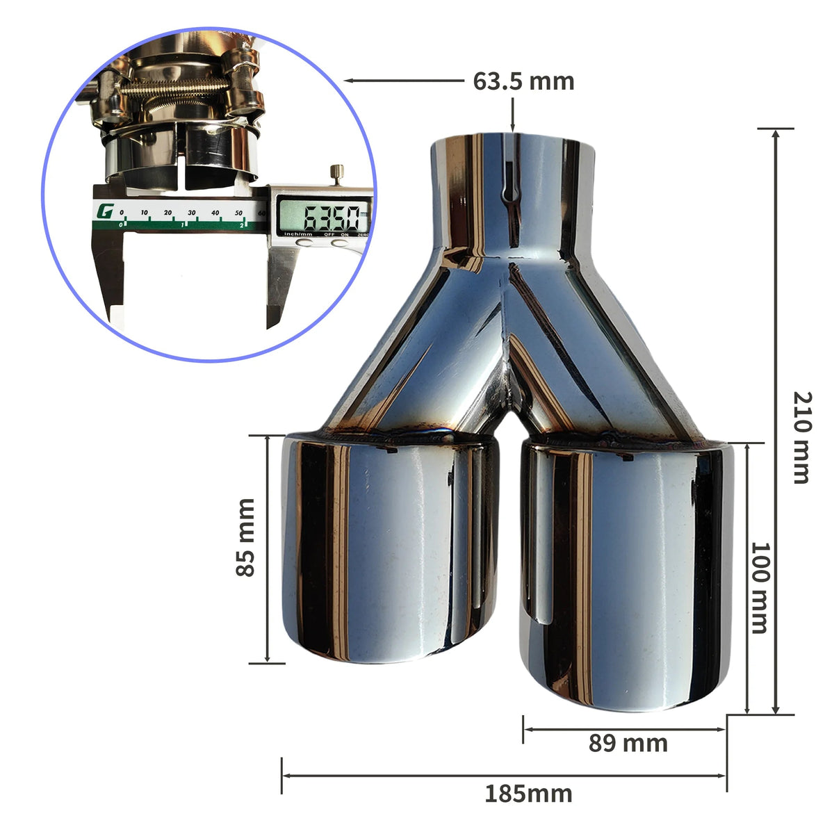 Embout d'échappement double sortie - Chrome