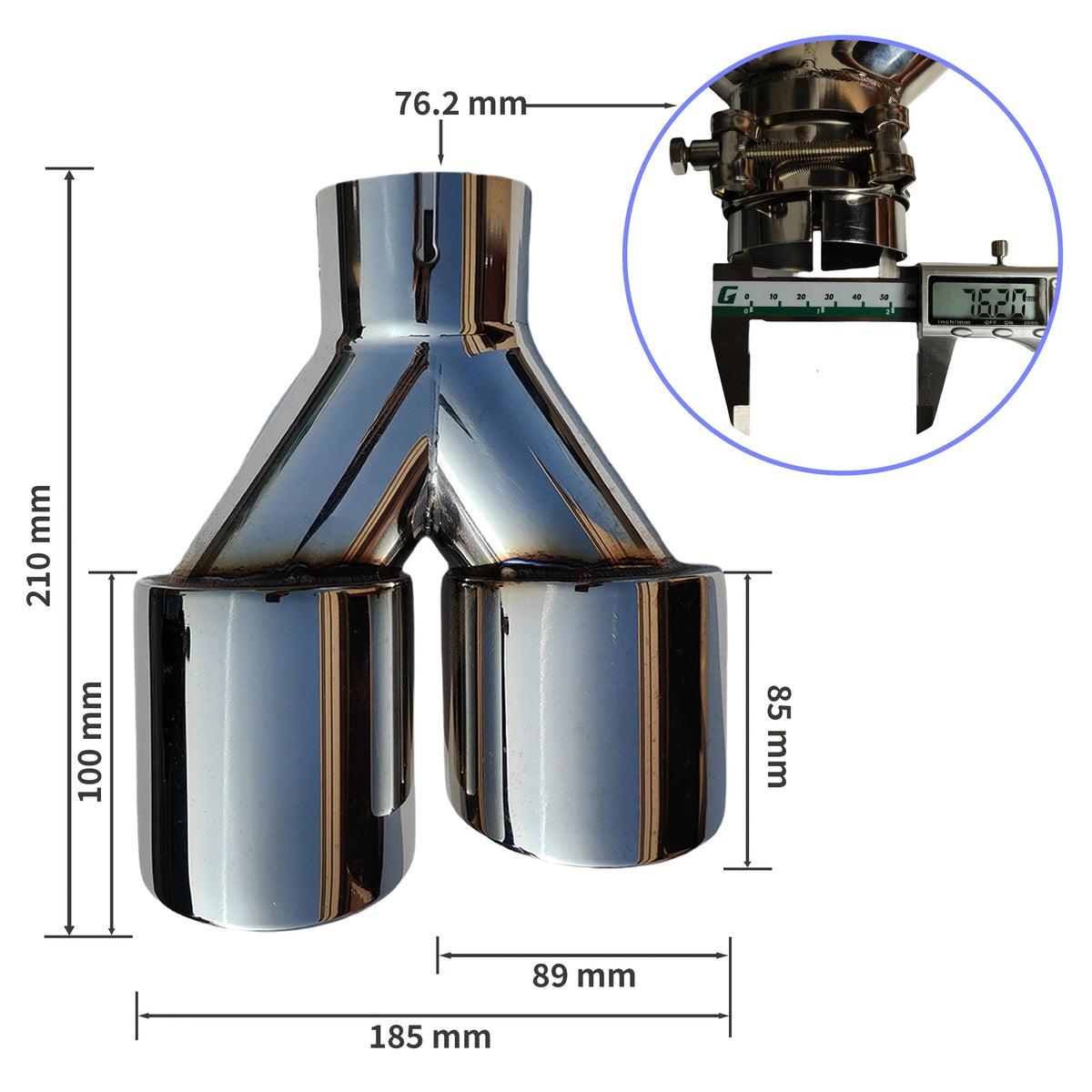 Embout d'échappement double sortie - Chrome