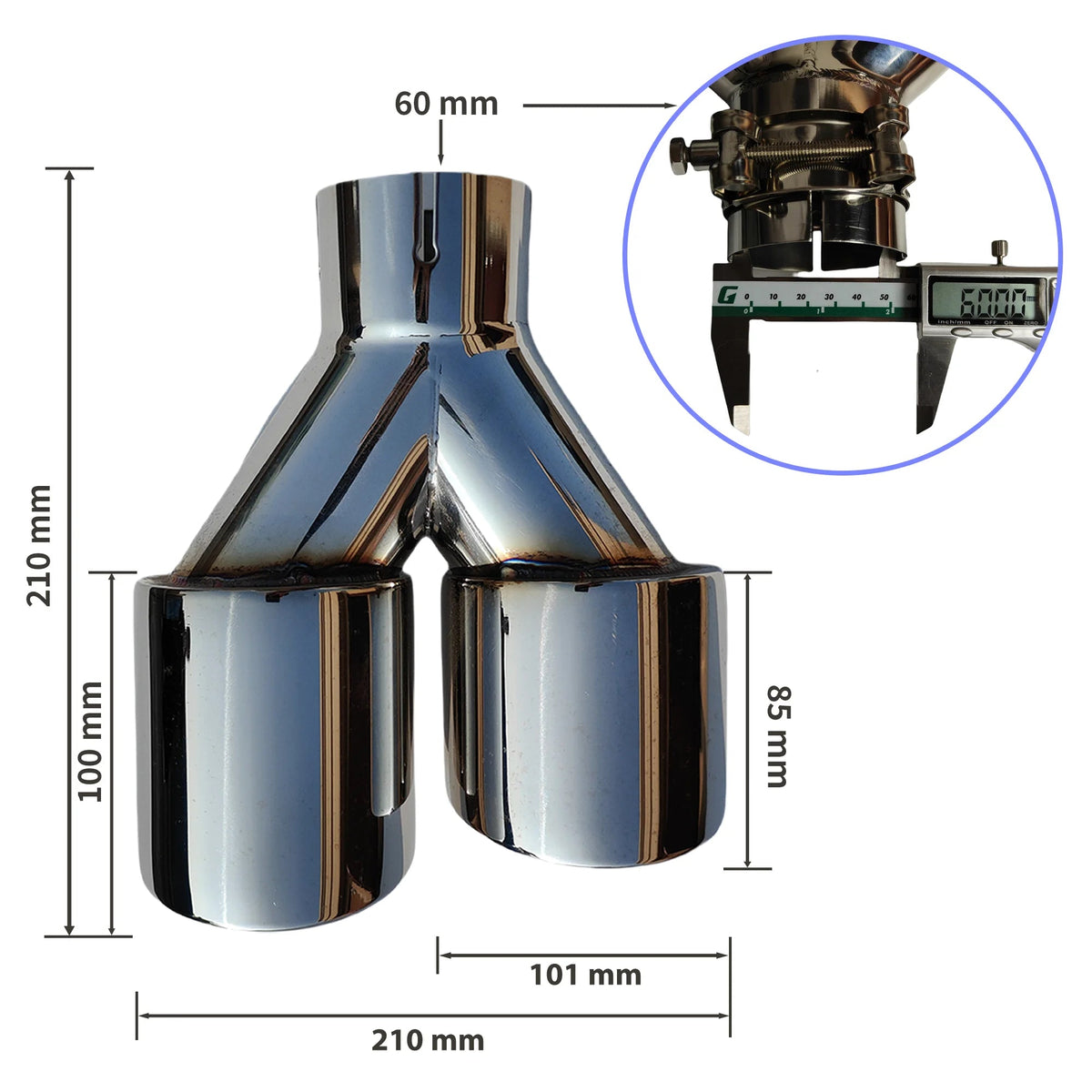 Embout d'échappement double sortie - Chrome