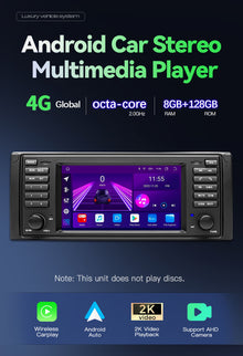 Autoradio 8GB+128GB pour BMW X5 E53 serie 5 E39 avec Car Play Android AUTO MPARTS AUTO