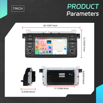 Autoradio 4+64G 7'' avec Carplay sans fil, Android Auto, GPS, Wifi, FM, pour BMW 3 E46 MPARTS AUTO