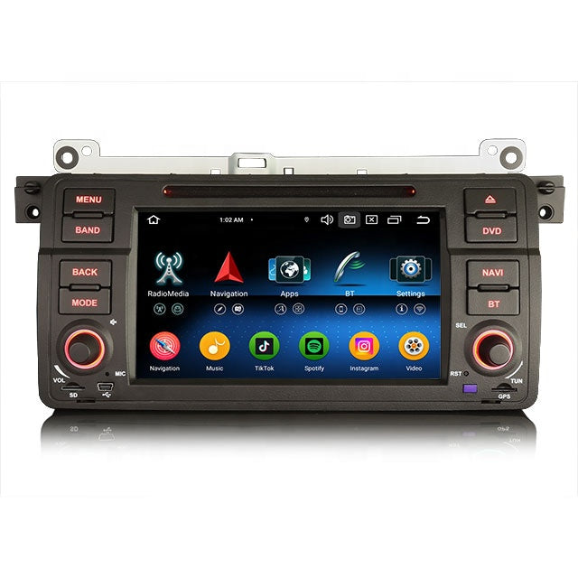 Autoradio 4+64G 7'' carplay et android auto GPS, Wifi,4G, FM, pour BMW 3 E46 MPARTS AUTO