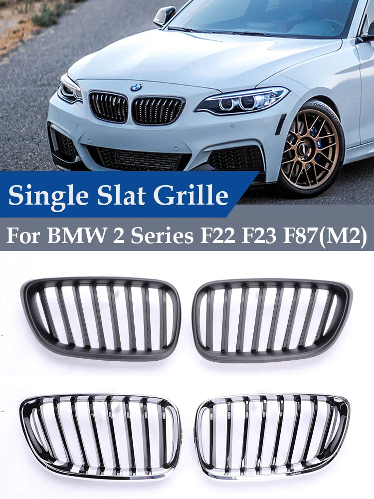 Kidney Grills Single Slat M Color Performance Chrome Carbon Grille For BMW 2 Series F22 F23 F87 218i 220i 228i 230i M235i M240i MPARTS AUTO
