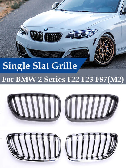 Kidney Grills Single Slat M Color Performance Chrome Carbon Grille For BMW 2 Series F22 F23 F87 218i 220i 228i 230i M235i M240i MPARTS AUTO