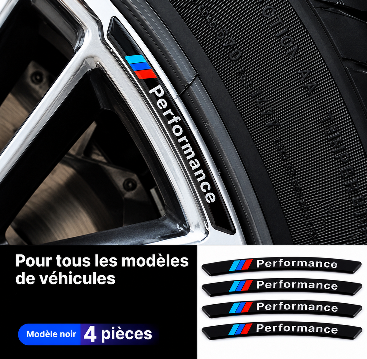 Autocollants de jantes en aluminium avec logo M Performance MPARTS AUTO