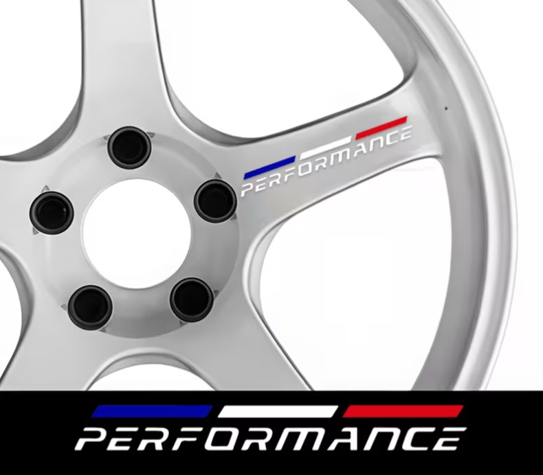 LOT DE 4 AUTOCOLLANT DE JANTE PERFORMANCE EN BLANC MPARTS AUTO