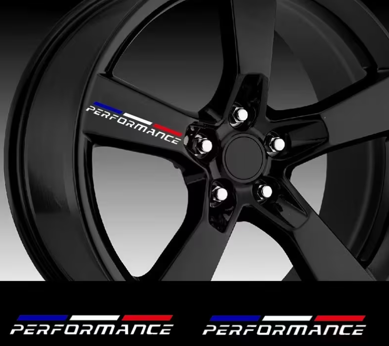 LOT DE 4 AUTOCOLLANT DE JANTE PERFORMANCE EN BLANC MPARTS AUTO