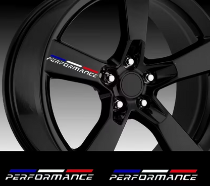 LOT DE 4 AUTOCOLLANT DE JANTE PERFORMANCE EN BLANC MPARTS AUTO