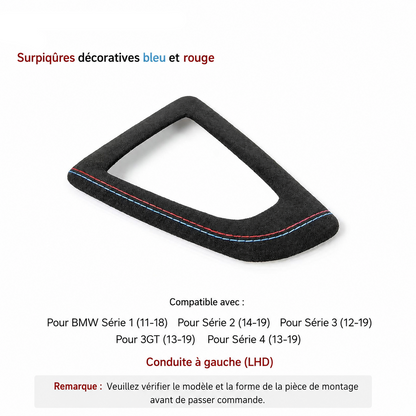 Cache de pommeau de vitesse en cuir avec surpiqûres bleu et rouge MPARTS AUTO