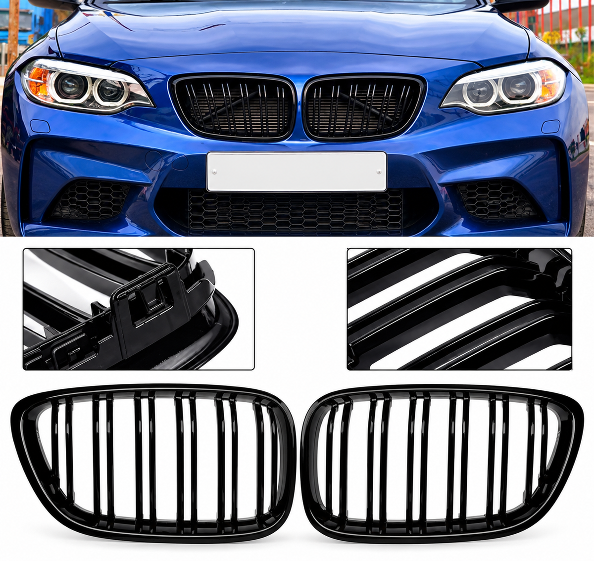Calandre BMW série 2  F22 F23 F24 F87 2014-2019 - Noir brillant MPARTS AUTO