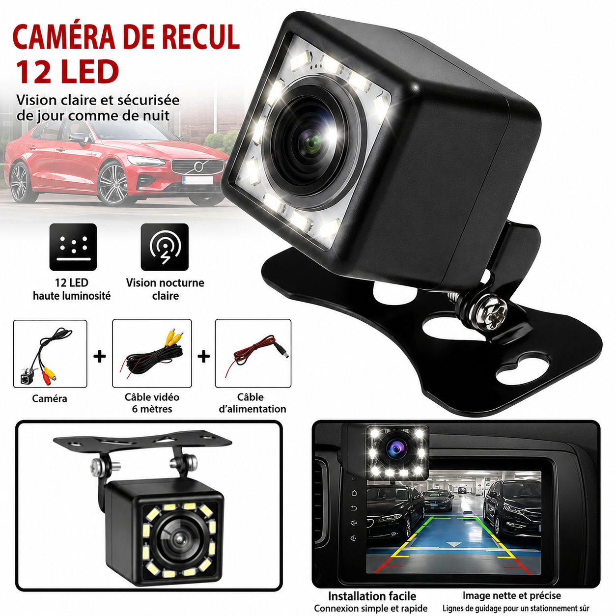 Caméra de recul grand Angle HD 12 LED MPARTS AUTO
