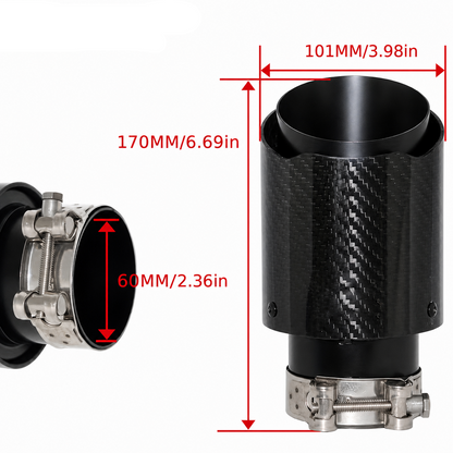 EMBOUT D'ÉCHAPPEMENT CARBON UNIVERSEL - VENDU A LA PIECE - IN: 60-63MM - EXT: 80MM MPARTS AUTO