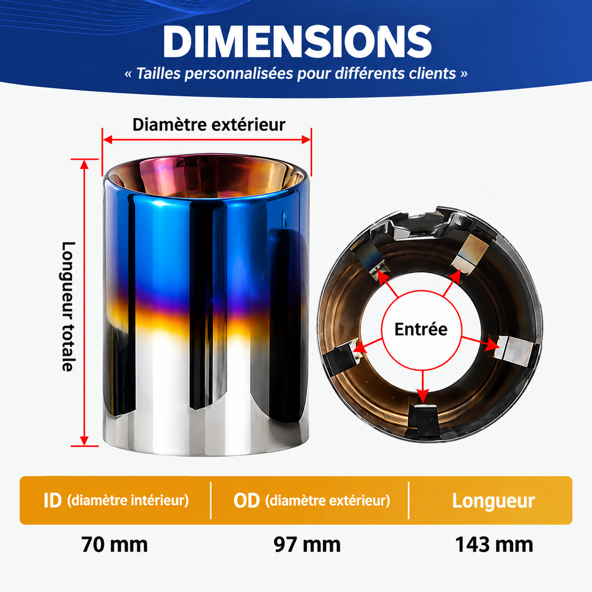 Lot de 4 Embout d'échappement MPARTS AUTO