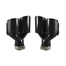 Car Carbon Fiber Glossy Muffler Tip Y Shape Double Exit Exhaust Pipe Mufflers Nozzle Decoration Universal Stainless Black MPARTS AUTO