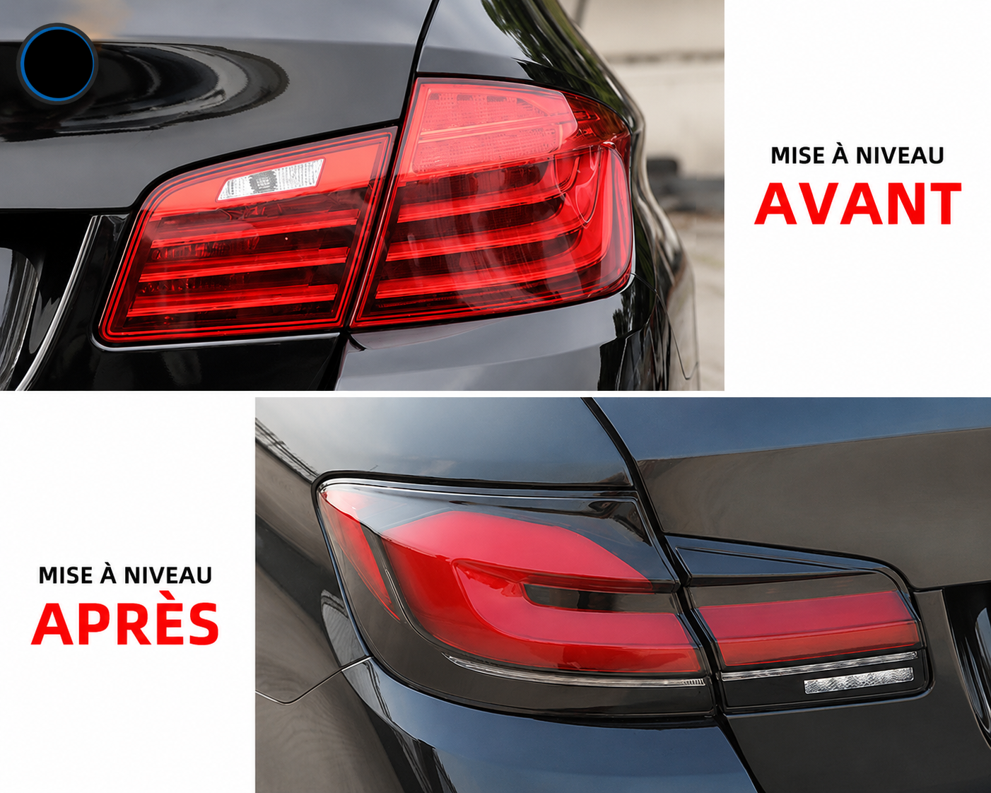 FEUX ARRIÈRE LED ROUGE FUMÉ POUR BMW SERIE 5 F10 F11 2010-2017 MPARTS AUTO