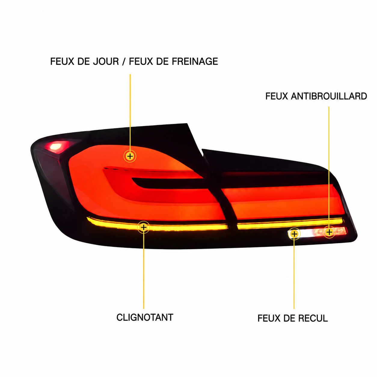 FEUX ARRIÈRE LED ROUGE FUMÉ POUR BMW SERIE 5 F10 F11 2010-2017 MPARTS AUTO