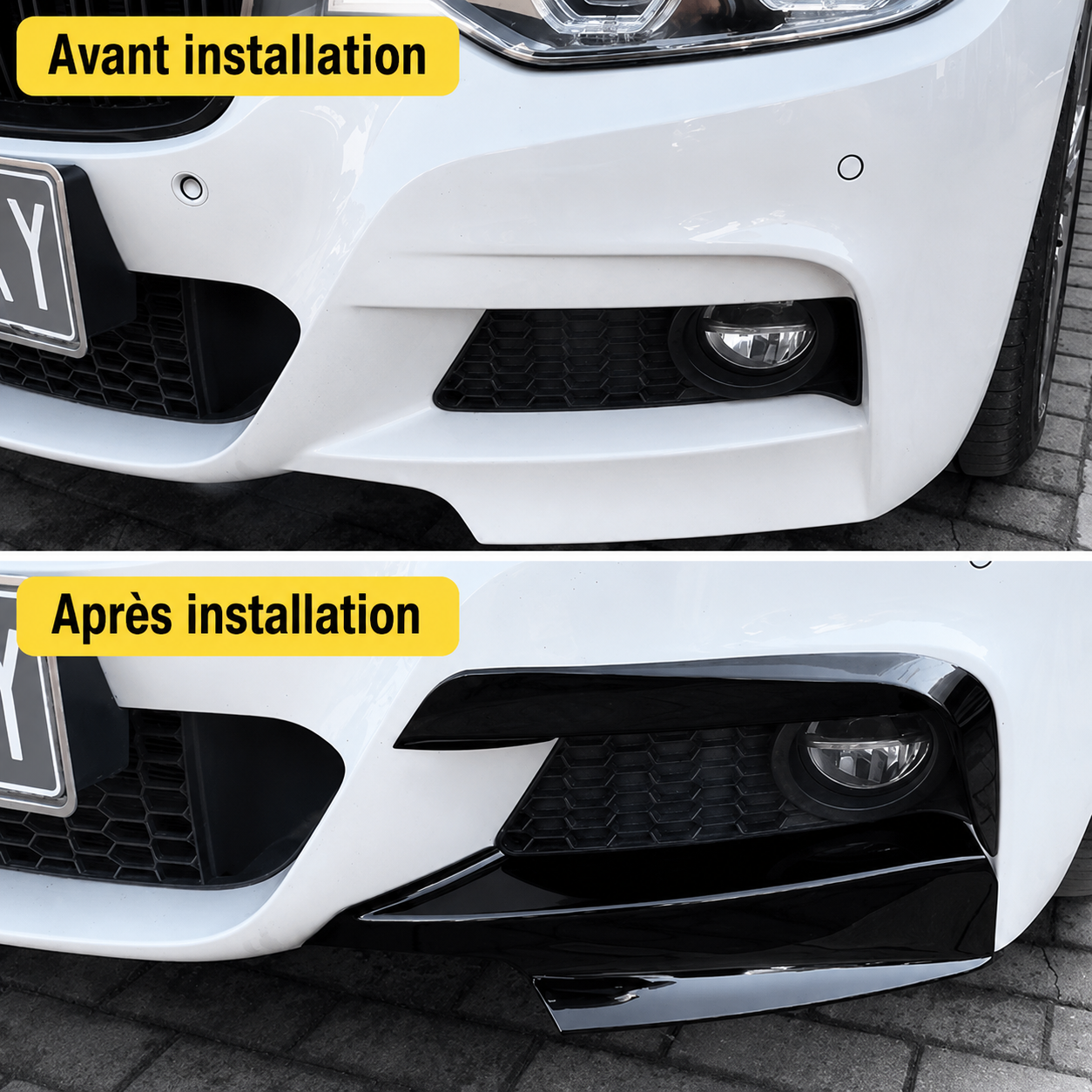 Kit de lame avant en noir brillant pour bmw série 3 f30 f31 MPARTS AUTO