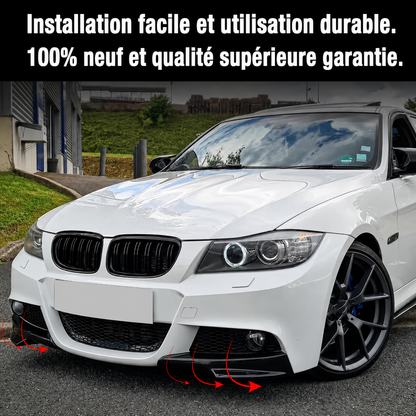 Kit de lame avant en noir brillant pour bmw série 3 e90 e91 2009-2012 MPARTS AUTO