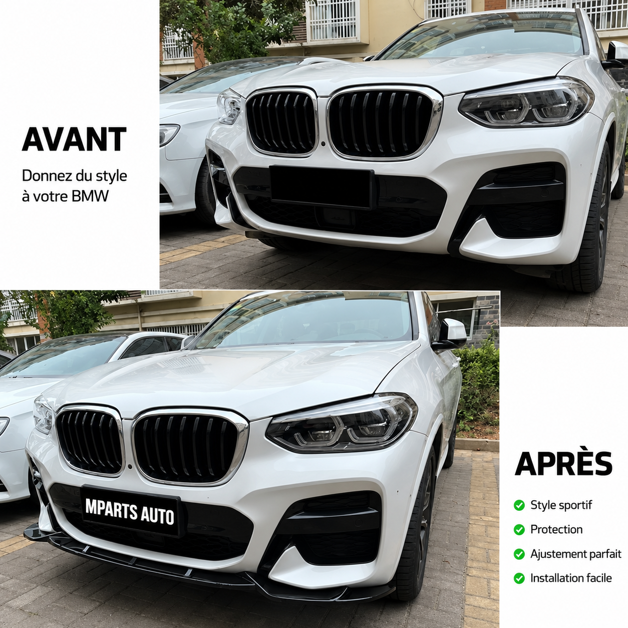 Lame avant noir brillant pour BMW X3 G01 X4 G02 MPARTS AUTO