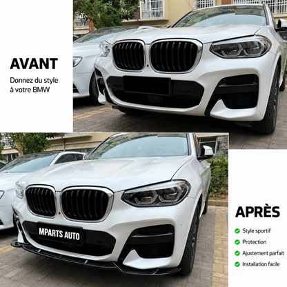 Lame avant noir brillant pour BMW X3 G01 X4 G02 MPARTS AUTO