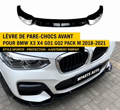 Lame avant noir brillant pour BMW X3 G01 X4 G02 MPARTS AUTO