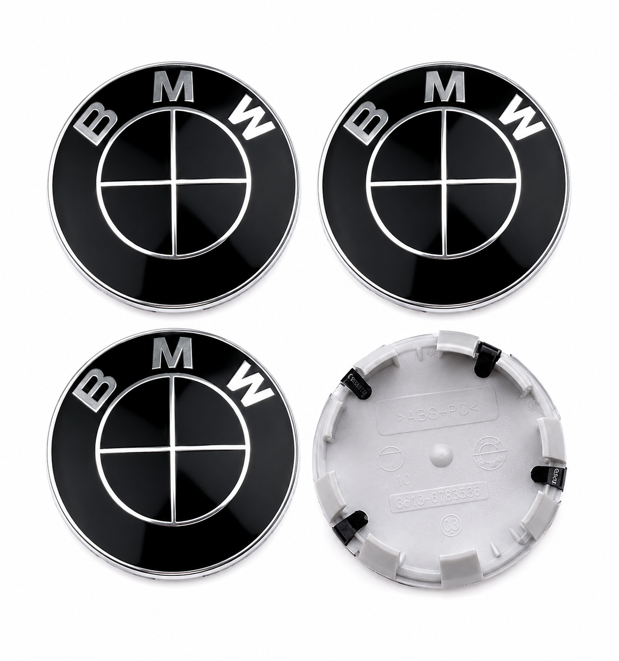 Logo BMW 4 caches moyeux en noir 68mm MPARTS AUTO